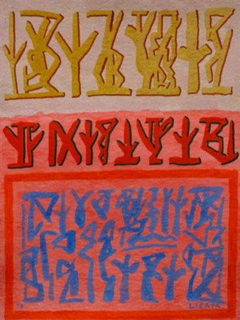 RICCARDO LICATA (1929) Composizione , 1993 Tempera all'uovo su cartoncino,...