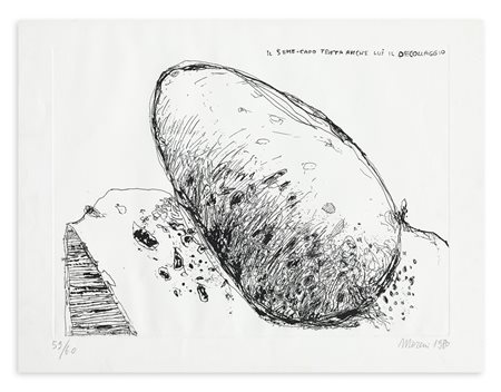 MATTIA MORENI (1920-1999) - Il seme-capo tenta anche lui il decollaggio, 1980