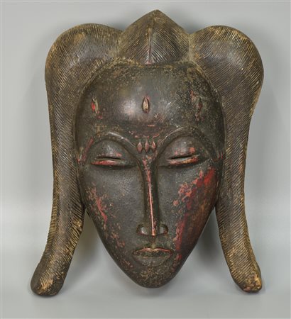 Maschera Baule - COSTA D'AVORIO maschera in legno intagliato 35x27x10 cm XX...