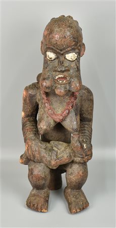 Maternita' Bamileke - CAMERUN oggetto in legno intagliato h 53 cm XX secolo...
