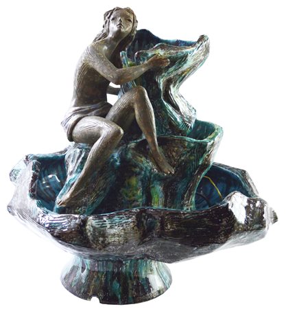 FONTANA DECORATA CON NUDO FEMMINILE manifattura San Polo ceramica invetriata...