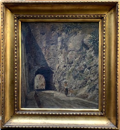 A. Duffet "La strada" olio su tela (cm 60x50) Firmato in basso a destra. In corn