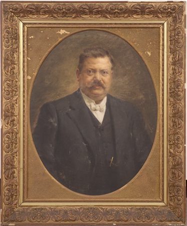 Giovanni Pezzotta "Ritratto di Luigi Micheletti" olio su tela (cm 89x70) Firmato