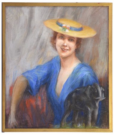 Uboldi "Ritratto femminile" pastelli colorati su carta (cm 70x60) Firmato in alt