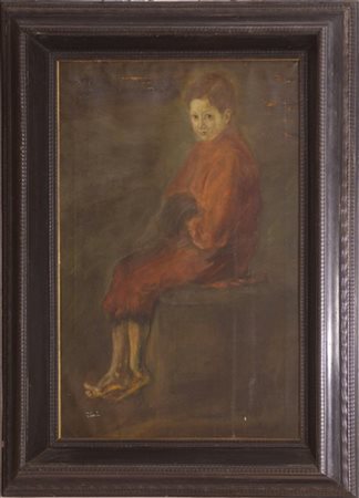 Natale Morzenti "Ritratto femminile" olio su tela (cm 102x63) Firmato in basso a