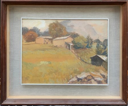 Luigi Zago "Sulle Dolomiti" olio su cartone (cm 32x40) Firmato in basso a destra