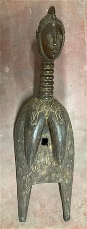 Arte africana, Sierra Leone, figura femminile, scultura in legno con parte post