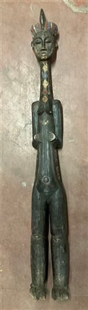 Arte africana, figura femminile, scultura in legno parzialmente dipinto (h cm 1