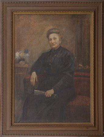 Ignoto della prima metà del XX Secolo "Ritratto femminile" (cm 122x90) In corni