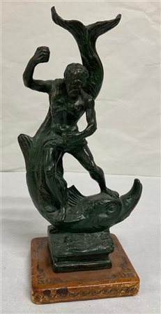 Mario Bandini "Nettuno" scultura in metallo patinato (h cm 39) firmata alla base