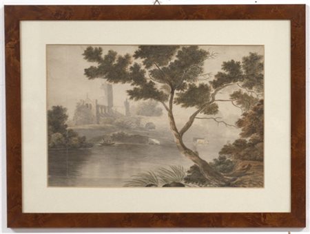 James Bulwer (Attribuito) "Campagna inglese" tecnica mista su carta (cm 28x43) I