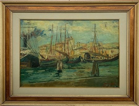 Ermenegildo Agazzi "Chioggia" olio su tela (cm 46x61) Firmato in basso a destra.