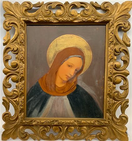 Ignoto "Madonna" olio su compensato (cm 51x40) Siglato G. P. in basso a destra.