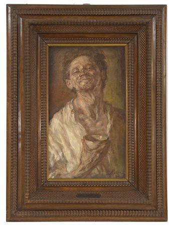 Natale Morzenti "Ritratto maschile" olio su tela (cm 50x30) Firmato in basso a d