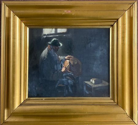 A. Russo "Lo stagnino" olio su compensato (cm 25x30) Firmato in basso a sinistra