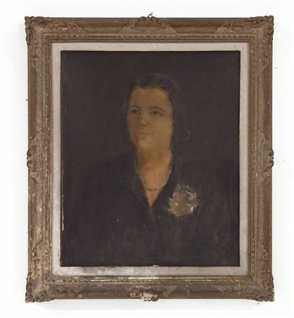 Ignoto "Ritratto femminile" pastelli su cartone (cm 58x48) Al retro: iscrizione