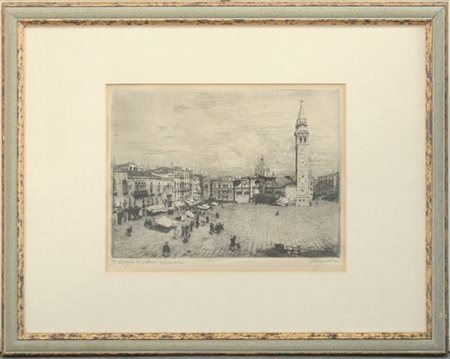 Brugnoli " Campo san Maria Formosa" acquaforte (cm 27x34) firmata e titolata a
