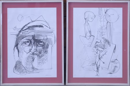 Lorenzo D'Andrea Lotto composto da due litografie - prove d'artista (cm 50x35) "