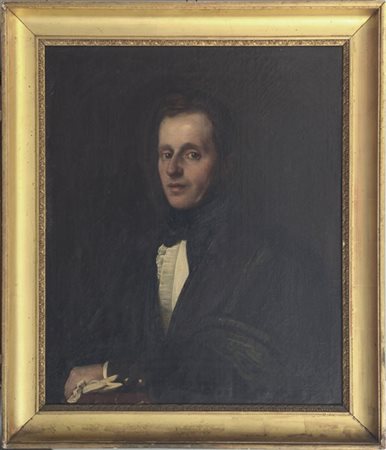 Scuola del XIX Secolo "Ritratto di Antonio Viviani" olio su tela (cm 74,5x62,5)