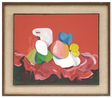 Firma indecifrata, "Senza titolo", olio su tela (cm 50x60) firmato in basso a s