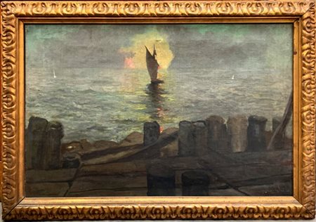 Federico Quarenghi "Marina" olio su tela (cm 60x90) Firmato in basso a destra. I