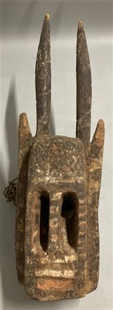 Arte africana, Mali, maschera Walu (antilope) etnia Dogon, legno scolpito e pig