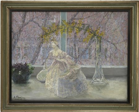 A. Manzini "Senza titolo", olio materico su tela (cm 55x71) firmato in basso a s