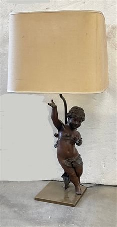 Ignoto della fine del secolo XX "Putto alato" figura a tutto tondo in rame, mon