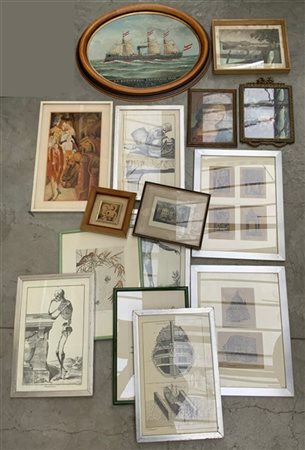 Lotto di due cartoni contenenti numerose incisioni di misure ed epoche differen