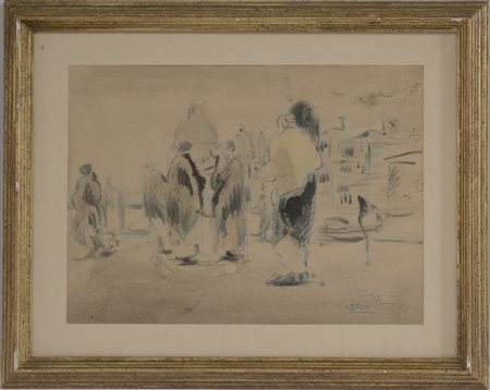 Anselmo Bucci "Venezia" tecnica mista su carta (cm 27x36) Firmata e titolata in