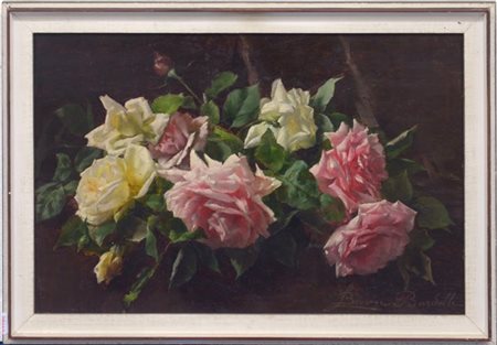 Lina Bouvier Bardelli "Rose" olio su tavola (cm 31x46) Firmato in basso a destra