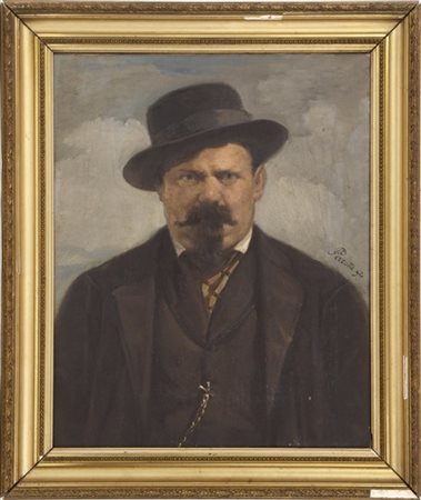 Giovanni Pezzotta "Ritratto maschile" olio su tela (cm 70x57.5) Firmato a destra