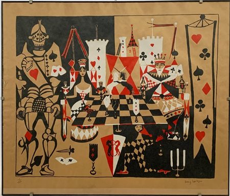 Dany Lartigue "Senza titolo" litografia a colori (cm 61,5x73), firmata e numerat