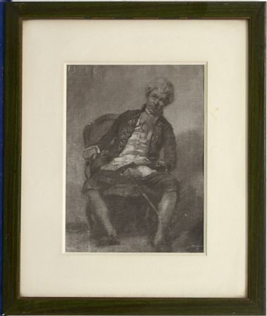 Ignoto del XIX Secolo "Figura settecentesca" riproduzione su tela (cm 31x23) In