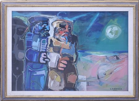 Lorenzo D'Andrea "Senza titolo" 
tecnica mista su cartone
cm 59x99
firmato in ba