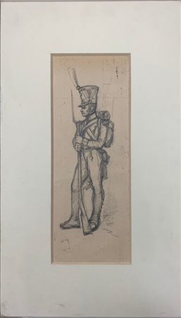 Ignoto del secolo XIX, "Studio per soldato", matita su carta, (cm 30x12)