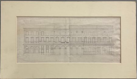 Studio a matita nera, raffigurante progetto per facciata di palazzo (cm 26,5x50