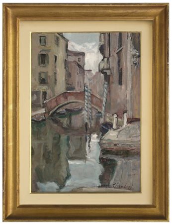Carlo Cherubini "Canale veneziano" 
olio su tela (cm 50x40)
Firmato in basso a d