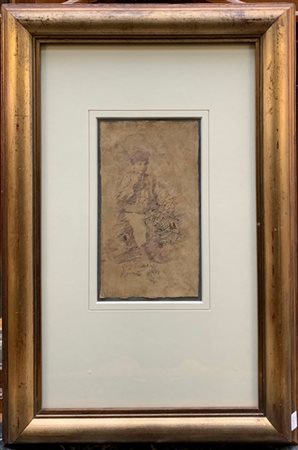 Vincenzo Gemito "Lo scugnizzo" china su carta (cm 24x13.5) Firmato in basso a si