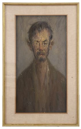 Firma indecifrata "Ritratto maschile", olio su masonite (cm 73x40), firmato in
