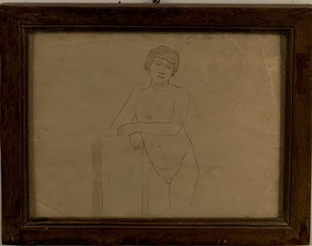 Ignoto "Nudo maschile" disegno a matita su carta
cm 22x29. In cornice (difetti)