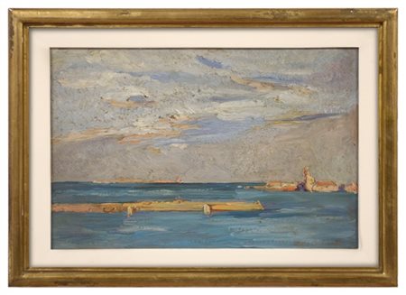 Firma indecifratta "Marina" olio su compensato(cm 29x43) Firmato in basso a des