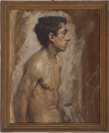 Ugo Ferrero "Modello maschile" olio su tela (cm 64x51) Firmato in alto a destra.