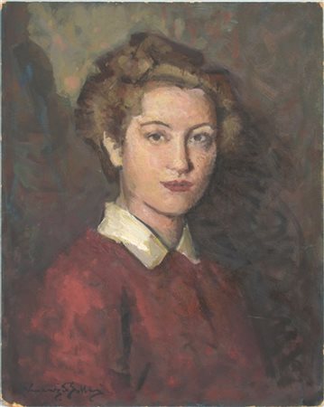 Venanzio Zolla "Ritratto femminile" olio su cartone (cm 50x40) Firmato in basso