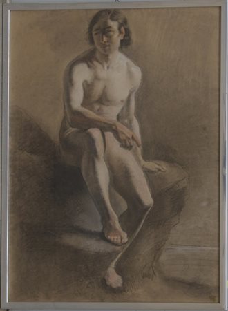 "Nudo accademico" siglato EG in basso a destra, tecnica mista su carta (cm 59x4