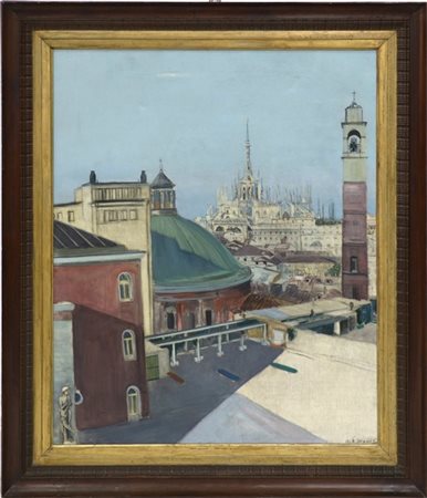 Mario Marinelli "Milano" olio su tela (cm 94x80) Firmato in basso a destra. In c