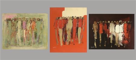 Carlo Saccardi Lotto composto da tre olii su tela (cm 50x40) raffiguranti figure