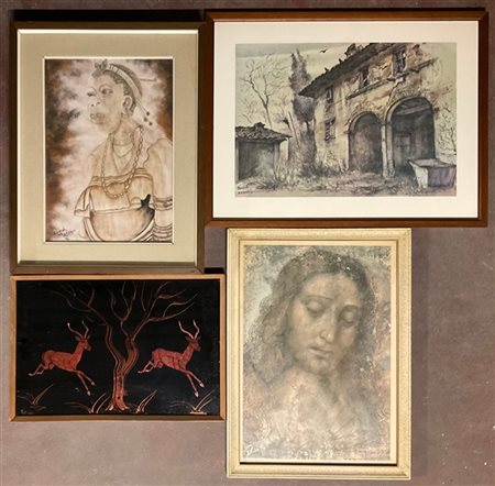 Lotto composto da due riproduzioni, un disegno raffigurante un personaggio afri