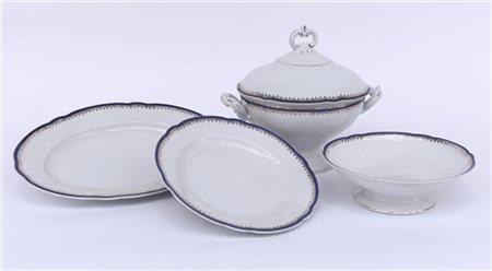 Manifattura Cecoslovacca, lotto composto da zuppiera, alzatina, due piatti da p