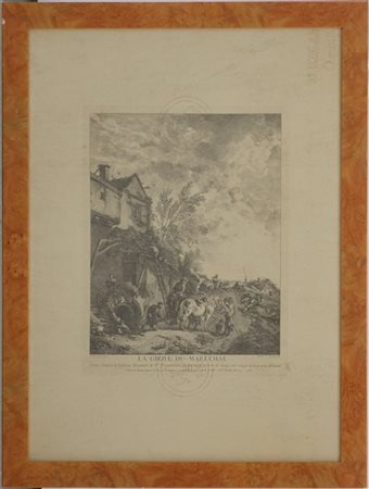 Jean Moyreau "La Grote du Marechal" incisione da Wouwermann (cm 33x45) In corni